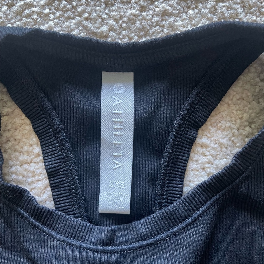 Athleta Black Ribbed Racer Back Tank - Picture 2 of 3